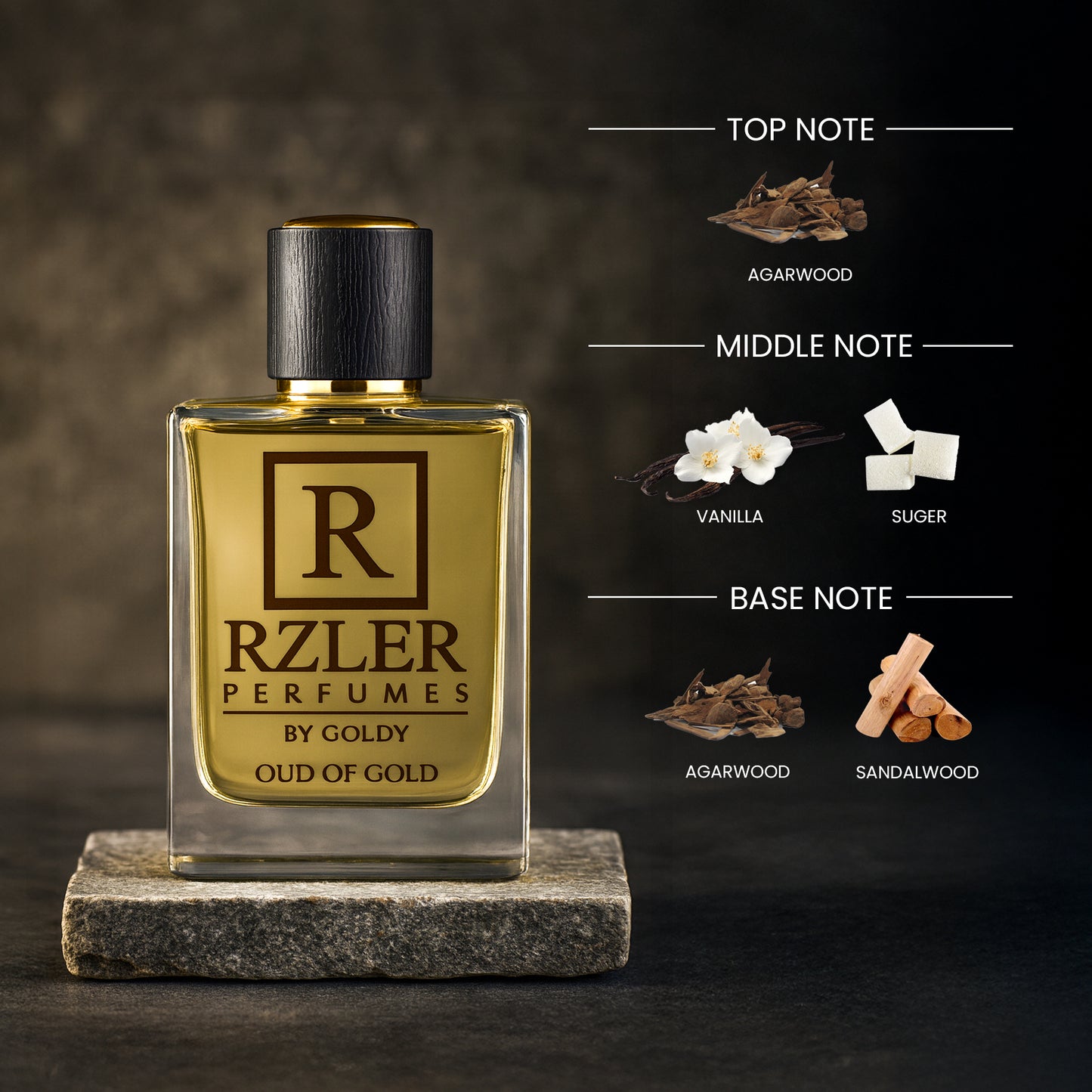 RZLER Oud of Gold Perfume For Men - a Luxurious, Long-Lasting Perfume for Men With woody agarwood, addictive blend of sugar and vanilla Notes | Luxury Gift for Men