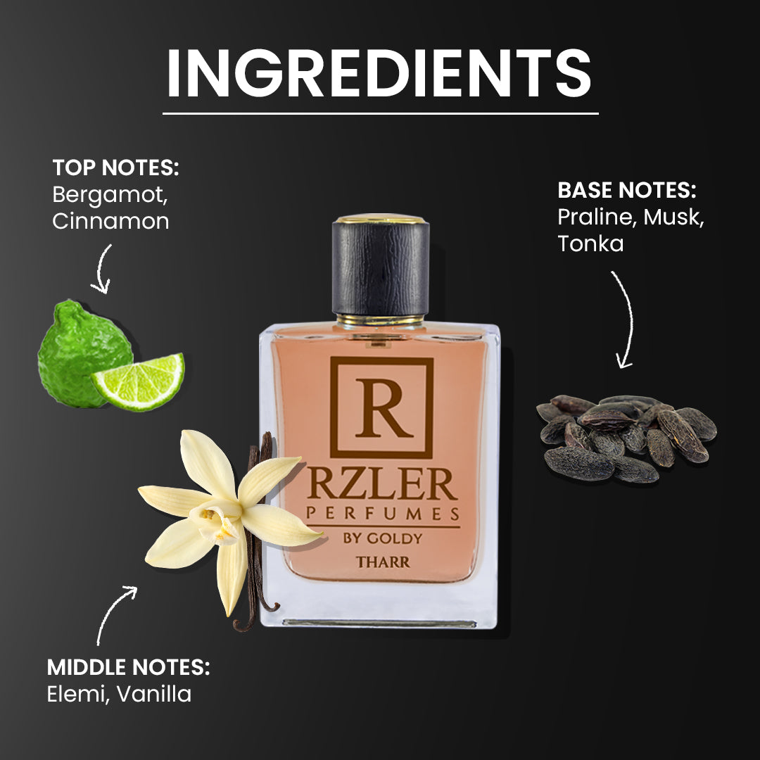RZLER Tharr Perfume for Men – A Smooth, Long-Lasting Perfume With Bourbon Vanilla, Cardamom & Guaiac Wood | Warm, Magnetic & Luxury Gift for Men