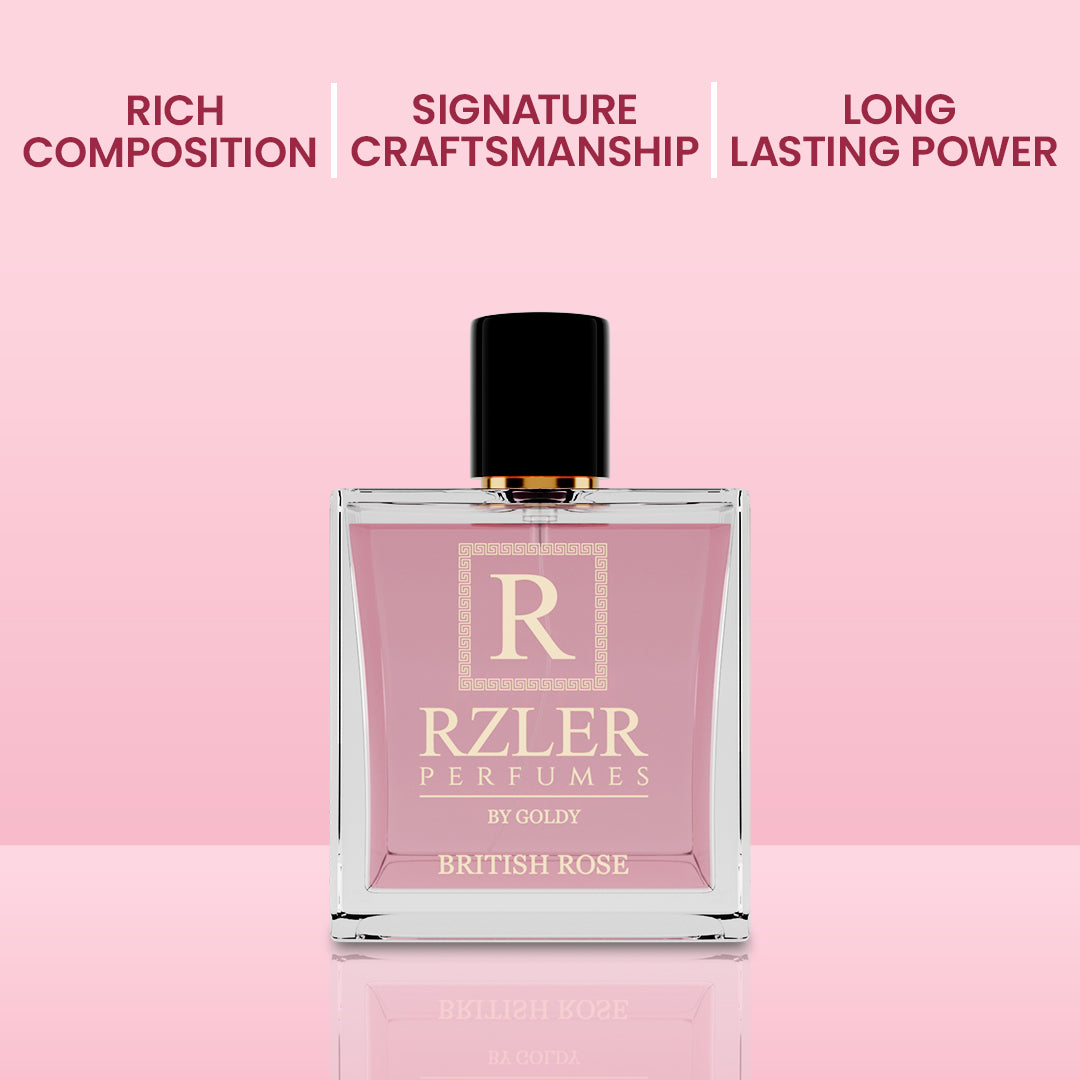 British Rose by RZLER | Classic Rose Perfume for Women With Pink Pepper, Raspberry Blossom & Amber – A Timeless, Elegant Floral Fragrance