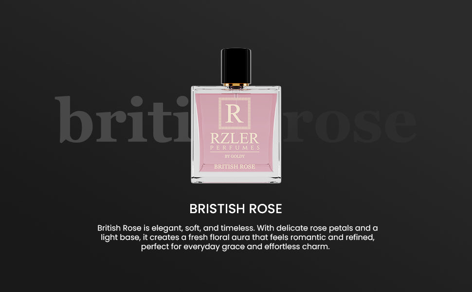 British Rose by RZLER | Classic Rose Perfume for Women With Pink Pepper, Raspberry Blossom & Amber – A Timeless, Elegant Floral Fragrance