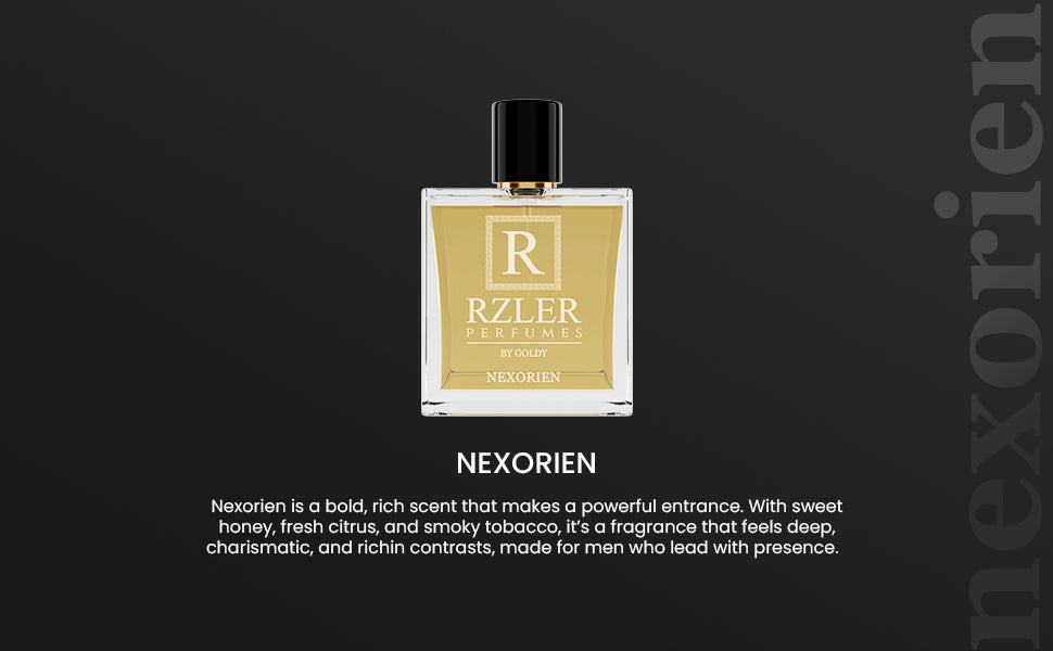 RZLER Nexorien Perfume For Men – A Bold, Long Lasting Perfume for Men With Citrus, Honey, Tobacco, and Warm Vanilla Notes | Luxury Gift for Men