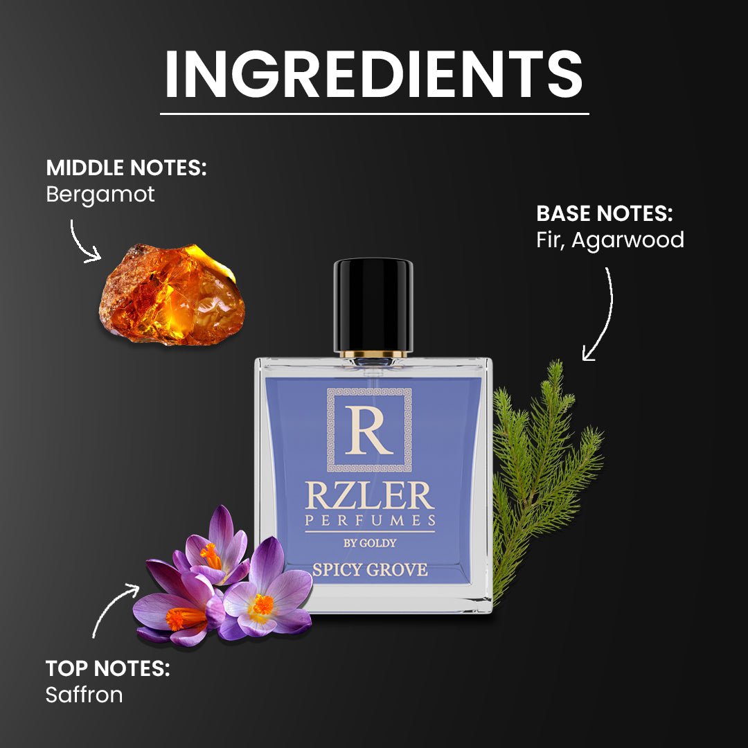 RZLER Spicy Grove Perfume For Men – A Luxurious, Long Lasting Perfume for Men With Saffron, Amber, and Woody Notes | Luxury Gift for Men
