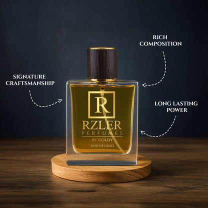 RZLER Oud of Gold Perfume For Men - a Luxurious, Long-Lasting Perfume for Men With woody agarwood, addictive blend of sugar and vanilla Notes | Luxury Gift for Men