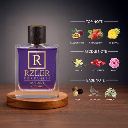 Lady Shield by RZLER | Best Everyday Perfume for Women – Fruity Floral Scent With Musk & Woods | Long-Lasting Fabric Fragrance | Luxury Gift for Women