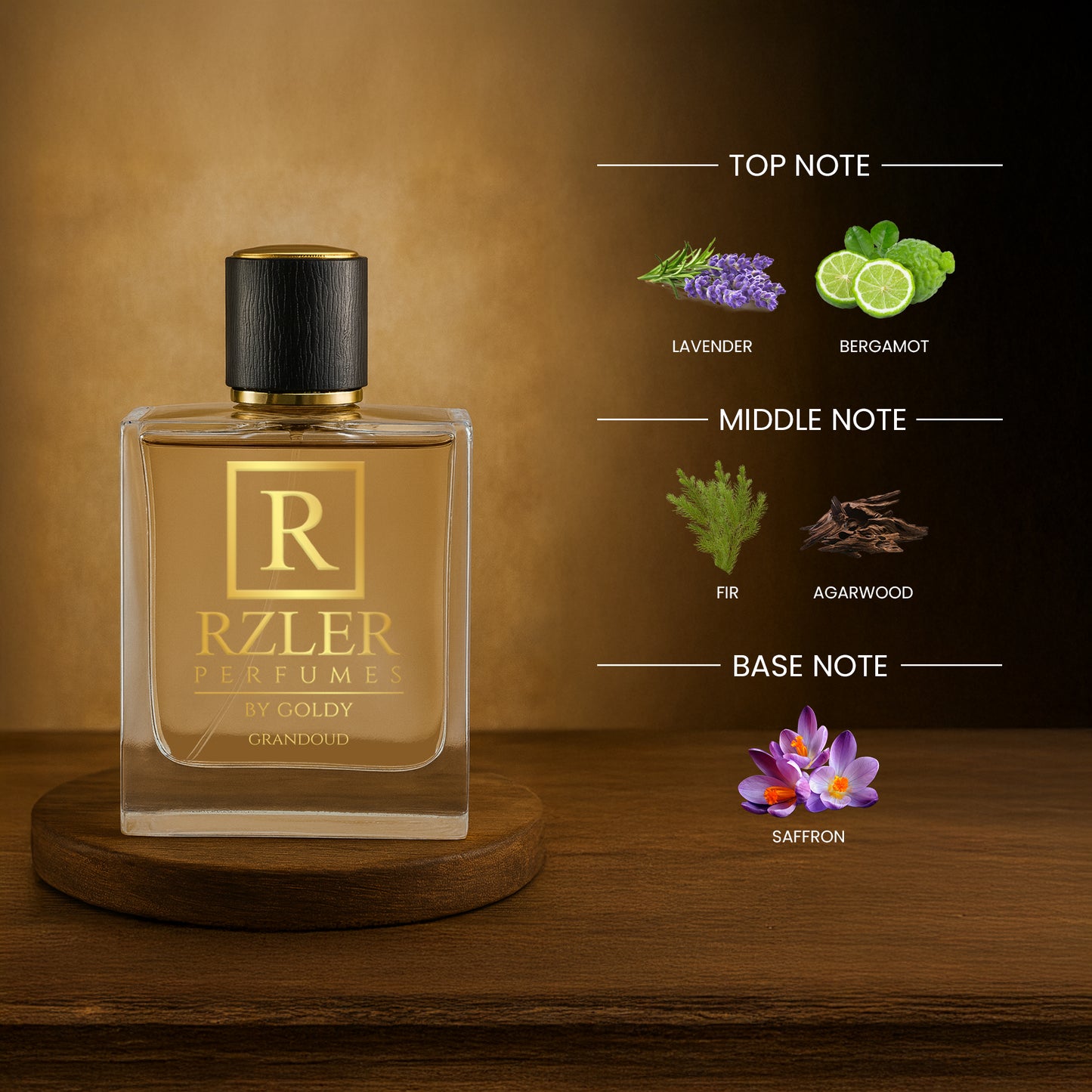 RZLER Grandoud Bold Oud Perfume For Men – A Rich, Long Lasting Perfume for Men With Oud, Bergamot, Lavender, and Spicy Notes | Luxury Gift for Men