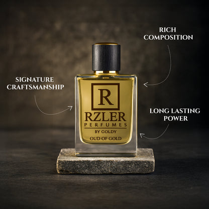 RZLER Oud of Gold Perfume For Men - a Luxurious, Long-Lasting Perfume for Men With woody agarwood, addictive blend of sugar and vanilla Notes | Luxury Gift for Men