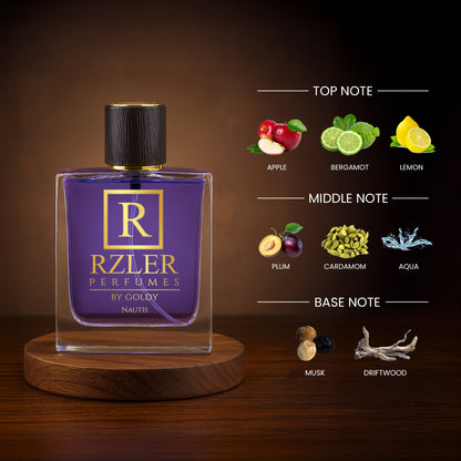 RZLER Nautis Perfume For Men – A Luxurious, Long Lasting Perfume for Men With Fresh Citrus, Aquatic, Spicy, and Woody Notes | Luxury Gift for Men