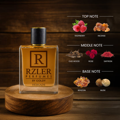 RZLER Nomade Perfume For Men – A Luxurious, Long Lasting Perfume for Men With Oud, Rose, Saffron, and Amber Notes | Luxury Gift for Men