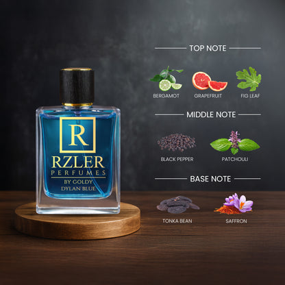 RZLER Dylan Blue Aromatic Fougere Perfume for Men | Bergamot, Ambroxan & Incense Notes | Aromatic Fougere Fragrance