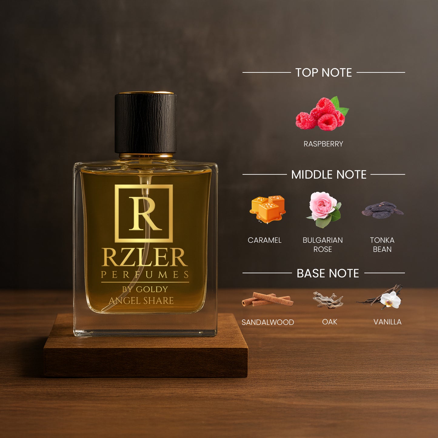 RZLER Angel Share Floral Fruity Gourmand Perfume for Men– 50 ml | Cognac, Tonka Bean & Vanilla Notes