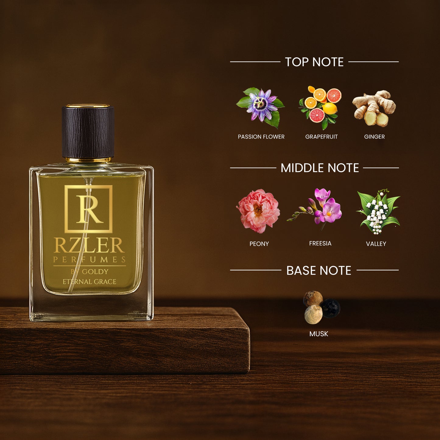 RZLER Eternal Grace Long Lasting Perfume for Women – 50 ml | Grapefruit, Peony & Musk | Fresh Floral Fragrance