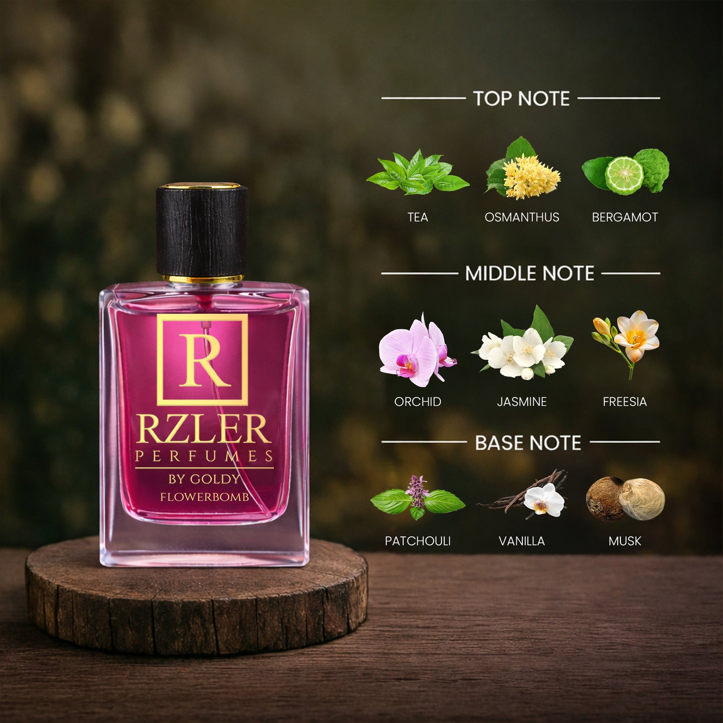 RZLER Flowerbomb Perfume for Women – 50 ml | Jasmine, Patchouli & Vanilla | Long Lasting Oriental Floral Fragrance