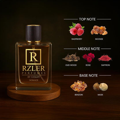 RZLER Nomade Perfume For Men – A Luxurious, Long Lasting Perfume for Men With Oud, Rose, Saffron, and Amber Notes | Luxury Gift for Men